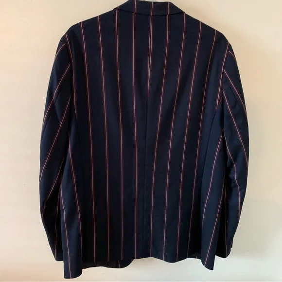 Frank and Oak Blazer Navy Blue Pinstripe Jacket Sz 40 - Picture 6 of 9